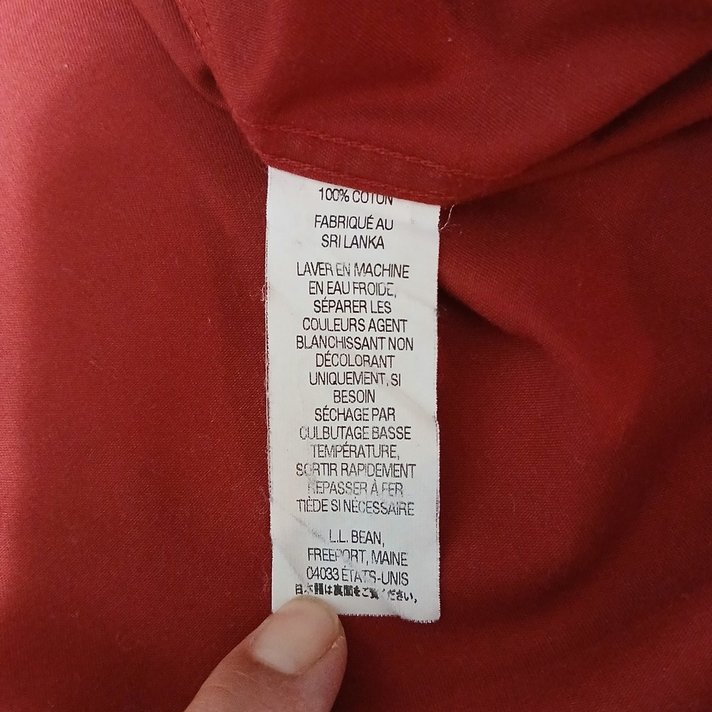 LL Bean Mens Large Tall Red Short Sleeve Button Down Shirt 100% Cotton 264081 - Picture 4 of 7